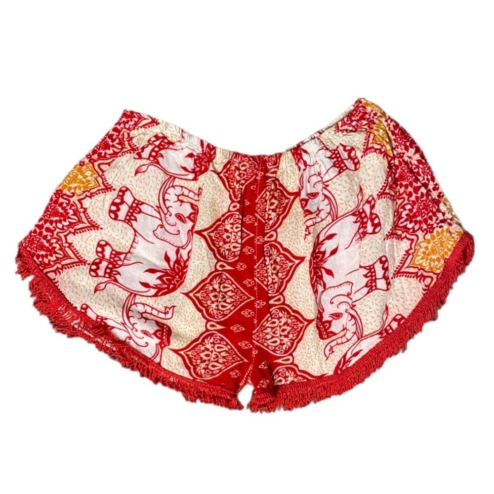 Elephant boho print tassel hem shorts xxs - Picture 2 of 6